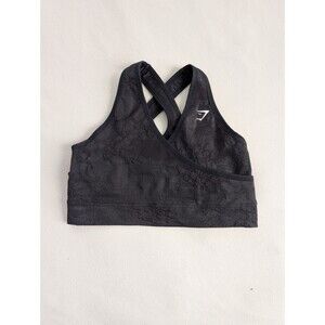 Gymshark Adapt Seamless Sports Bra Womens M Black Camo Strappy Back Gym